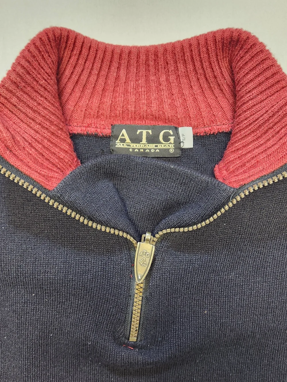 ATG All Terrain Gear 1/4 Zip Sweater Crochet 3D Knit Coogie Sleeves Men's S Y2K